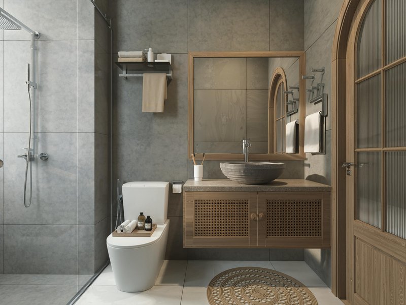 Modern bathroom featuring installed flooring and tile work by Majestic Floors & More LLC in Waunakee, WI
